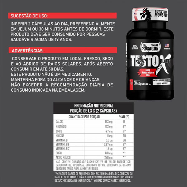 Testo X Black Snake Dragon 60 Cápsulas - Image 3