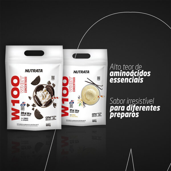 Nutrata W100 Whey Concentrado 900g refil - Image 6
