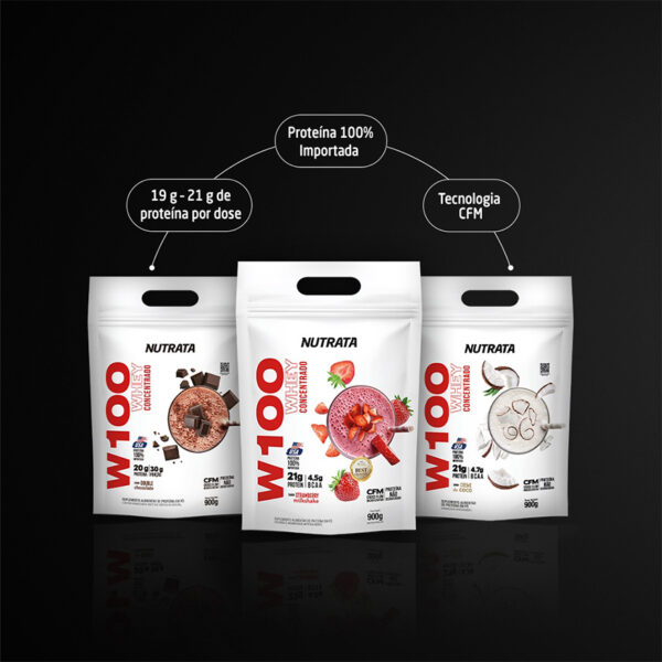 Nutrata W100 Whey Concentrado 900g refil - Image 7