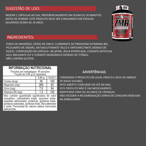 ZMA + Chromium Snake Dragon 90 Cápsulas - Image 3