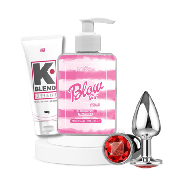 Kit Blow Gel Aromatizante com K-Blend e Plug com Pedra